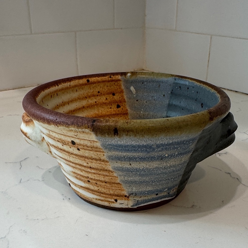 Artisan Ceramic Bowl - Brown and Blue